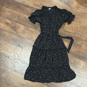 Downeast black with white hearts midi dress